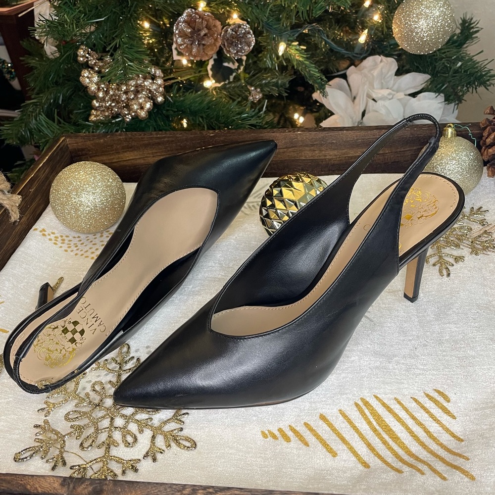 Black Leather Pumps Vince Camuto Slingback